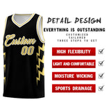 Custom Black Side Lightning Pattern Sports Uniform Basketball Jersey