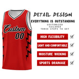 Custom Red Side Lightning Pattern Sports Uniform Basketball Jersey