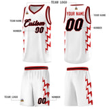 Custom White Side Lightning Pattern Sports Uniform Basketball Jersey