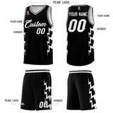 Custom Black Side Lightning Pattern Sports Uniform Basketball Jersey