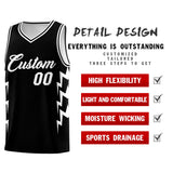 Custom Black Side Lightning Pattern Sports Uniform Basketball Jersey
