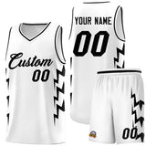 Custom White Side Lightning Pattern Sports Uniform Basketball Jersey