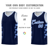 Custom Navy Side Lightning Pattern Sports Uniform Basketball Jersey