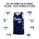Custom Navy Side Lightning Pattern Sports Uniform Basketball Jersey