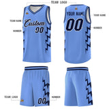Custom Light Blue Side Lightning Pattern Sports Uniform Basketball Jersey