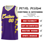 Custom Purple Side Lightning Pattern Sports Uniform Basketball Jersey