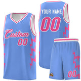Custom Light Blue Side Lightning Pattern Sports Uniform Basketball Jersey