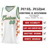 Custom White Side Lightning Pattern Sports Uniform Basketball Jersey