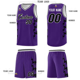 Custom Purple Side Lightning Pattern Sports Uniform Basketball Jersey