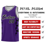Custom Purple Side Lightning Pattern Sports Uniform Basketball Jersey