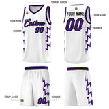 Custom White Side Lightning Pattern Sports Uniform Basketball Jersey
