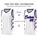 Custom White Side Lightning Pattern Sports Uniform Basketball Jersey