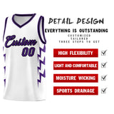 Custom White Side Lightning Pattern Sports Uniform Basketball Jersey