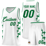 Custom White Side Lightning Pattern Sports Uniform Basketball Jersey
