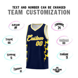 Custom Navy Side Lightning Pattern Sports Uniform Basketball Jersey