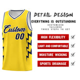 Custom Gold Side Lightning Pattern Sports Uniform Basketball Jersey