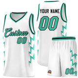Custom White Side Lightning Pattern Sports Uniform Basketball Jersey
