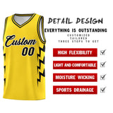 Custom Gold Side Lightning Pattern Sports Uniform Basketball Jersey