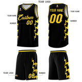 Custom Black Side Lightning Pattern Sports Uniform Basketball Jersey