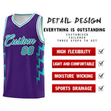 Custom Purple Side Lightning Pattern Sports Uniform Basketball Jersey
