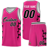 Custom Pink Side Lightning Pattern Sports Uniform Basketball Jersey