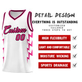 Custom White Side Lightning Pattern Sports Uniform Basketball Jersey