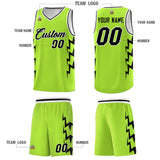 Custom Neon Green Side Lightning Pattern Sports Uniform Basketball Jersey