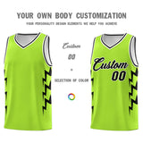 Custom Neon Green Side Lightning Pattern Sports Uniform Basketball Jersey