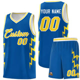 Custom Royal Side Lightning Pattern Sports Uniform Basketball Jersey