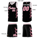 Custom Black Side Lightning Pattern Sports Uniform Basketball Jersey