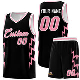 Custom Black Side Lightning Pattern Sports Uniform Basketball Jersey