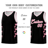 Custom Black Side Lightning Pattern Sports Uniform Basketball Jersey