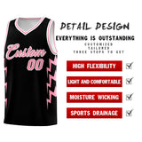 Custom Black Side Lightning Pattern Sports Uniform Basketball Jersey
