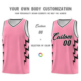 Custom Light Pink Side Lightning Pattern Sports Uniform Basketball Jersey