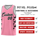 Custom Light Pink Side Lightning Pattern Sports Uniform Basketball Jersey