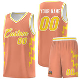 Custom Orange Side Lightning Pattern Sports Uniform Basketball Jersey