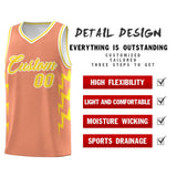 Custom Orange Side Lightning Pattern Sports Uniform Basketball Jersey