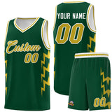 Custom Hunter Green Side Lightning Pattern Sports Uniform Basketball Jersey