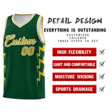 Custom Hunter Green Side Lightning Pattern Sports Uniform Basketball Jersey