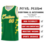 Custom Kelly Green Side Lightning Pattern Sports Uniform Basketball Jersey