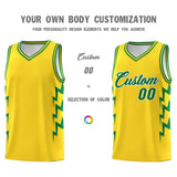 Custom Gold Side Lightning Pattern Sports Uniform Basketball Jersey