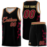 Custom Black Side Lightning Pattern Sports Uniform Basketball Jersey