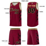 Custom Crimson Side Lightning Pattern Sports Uniform Basketball Jersey