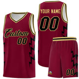 Custom Crimson Side Lightning Pattern Sports Uniform Basketball Jersey