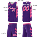 Custom Purple Side Lightning Pattern Sports Uniform Basketball Jersey