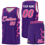 Custom Purple Side Lightning Pattern Sports Uniform Basketball Jersey