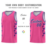 Custom Pink Side Lightning Pattern Sports Uniform Basketball Jersey