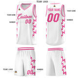 Custom White Side Lightning Pattern Sports Uniform Basketball Jersey