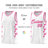Custom White Side Lightning Pattern Sports Uniform Basketball Jersey
