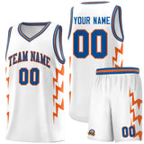 Custom White Side Lightning Pattern Sports Uniform Basketball Jersey